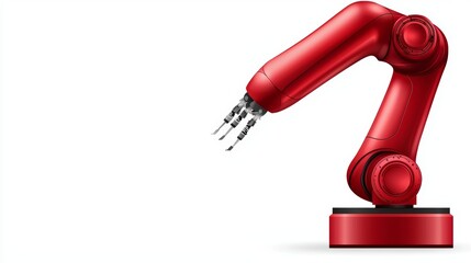 A factory robot arm with tools, advanced industrial automation, vector illustration, isolated on white background