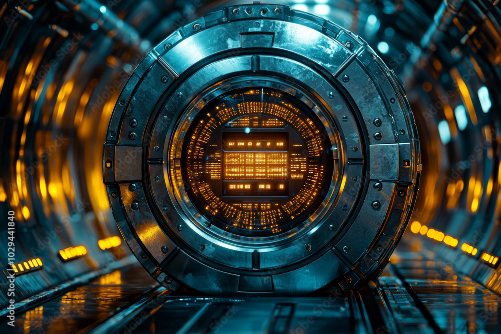 Poster a locked digital vault, representing the importance of data encryption in protecting sensitive infor