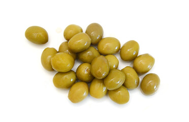 Olives on twig isolated on white background