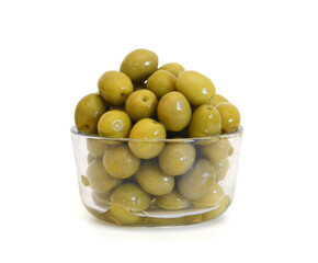 Olives on twig isolated on white background