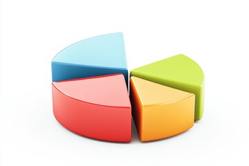 Obraz premium A pie chart clipart, financial report, colorful segments, 3D rendering, isolated on white background
