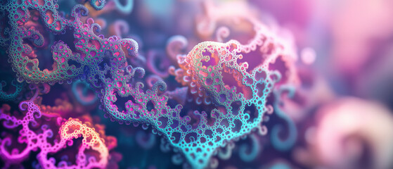 Vibrant abstract fractal art with intricate textures, bright colors, and ample copy space for design use