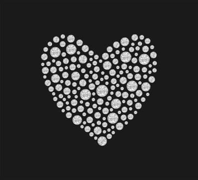 Decorative crystal heart shaped ornament, vector for fashion, card, poster designs, apparel design