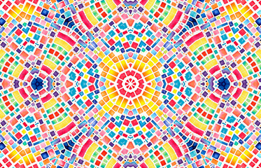 Background with bright colorful mosaic pattern, abstract multicolor concentric pattern