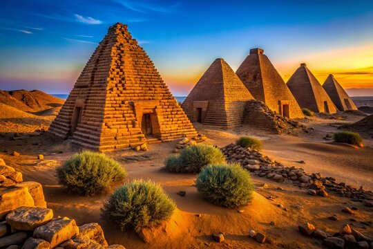 Macro Photography of Pyramids Near Jebel Barkal in Sudan - Ancient Wonders Captured Up Close