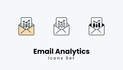Email Analytics Icons thin line and glyph vector icon stock illustration