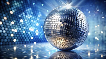Obraz premium Shiny mirror ball reflecting star-filtered light at a tilted angle