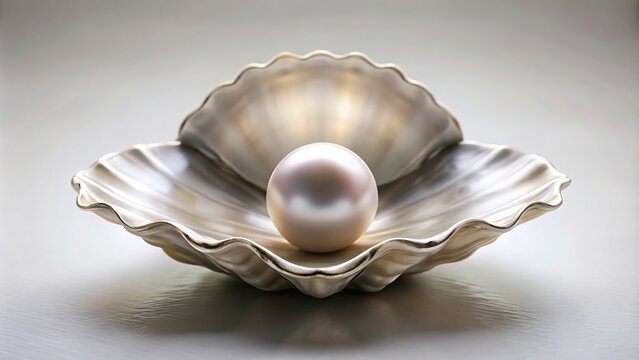 Shiny pearl inside of oyster shell wallpaper background