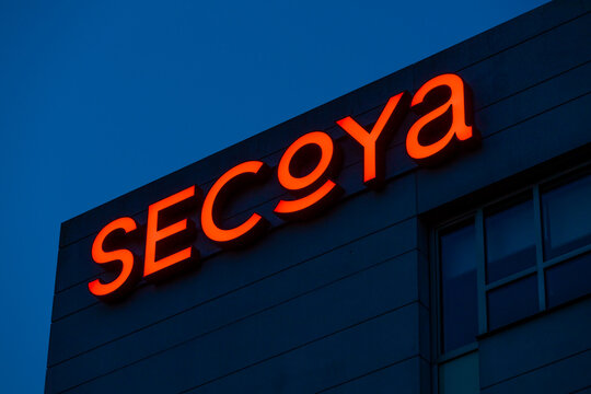 Secoya logo sign on an office in Papendorp Utrecht. Utrecht in the Netherlands. 3 May 2023. 