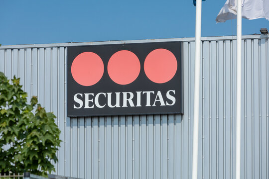Securitas logo sign on the building. Securitas is a security services, monitoring, consulting and investigation group, based in Stockholm, Sweden. Amsterdam, the Netherlands. 13 May 2023. 