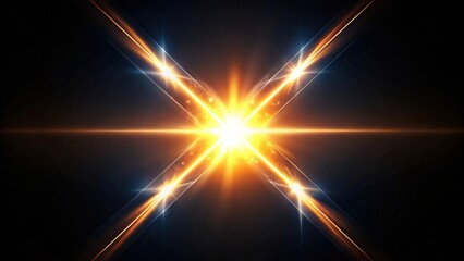 Obraz premium Realistic x shape light flare on black background