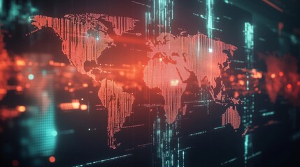 Abstract world map concept of global network and connectivity international data transfer and cyber technology worldwide business information exchange and telecommunication