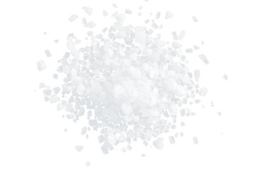 white salt pile top view isolated on white or transparent png
