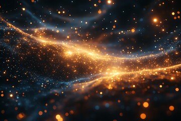 Naklejka premium Abstract background with glowing golden bokeh lights