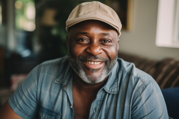 Obraz premium Portrait of a elderly African American man smiling in nursing home