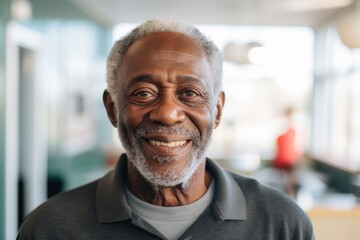 Obraz premium Portrait of a elderly African American man smiling in nursing home