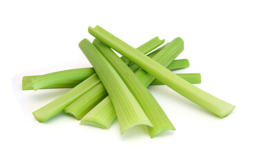 Chopped celery isolated on white