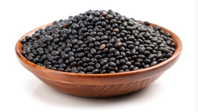 Silhouette of Black Urad Dal Lentil Beans in a Bowl isolated on white