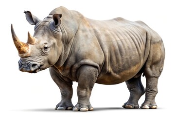 Obraz premium Silhouette of rhino isolated on white background with clipping path