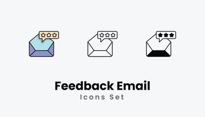 Feedback Email Icons thin line and glyph vector icon stock illustration