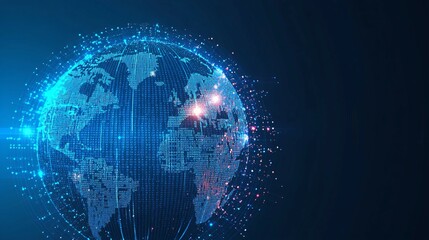 Fototapeta premium Digital Globe with Binary Code and Glowing Points