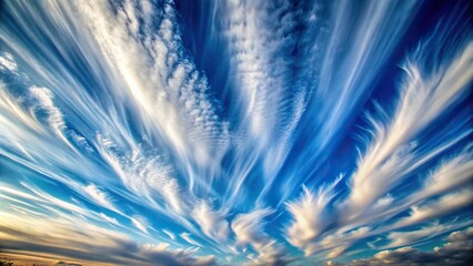 Naklejka premium sky with cirrus clouds rushing across in diagonal lines