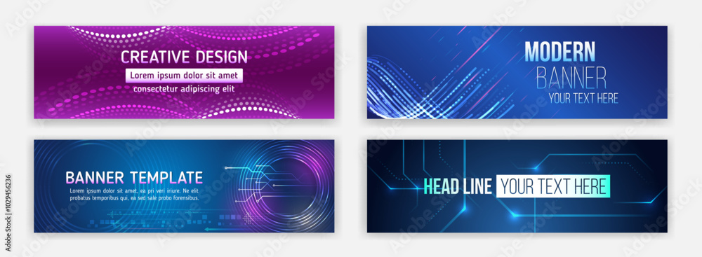 Aufkleber internet communication, science, big data, cover design set. sci-fi vector sample concept. high-tech