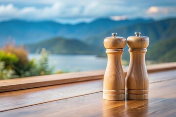 Small and cute wooden salt and pepper shaker for kitchen