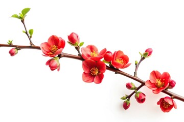 Naklejka premium Red flower branch isolated on white background