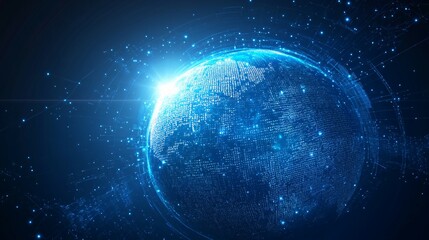 Obraz premium Digital Globe with Glowing Lines and Dots