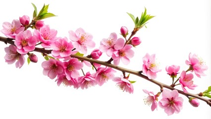 Pink flower branch isolated on white background