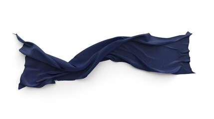 Flowing Navy Blue Fabric on White Background