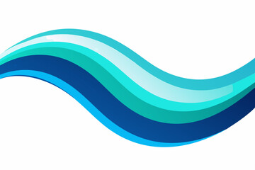 Abstract Flowing Wave Illustration with Blue and Turquoise Gradient on White Background