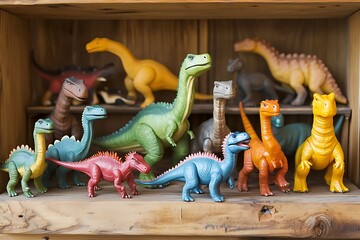 colorful toy dinosaurs 