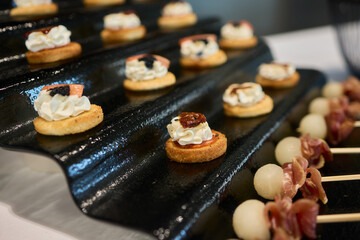 Elegant Canap Display at a Catering Event