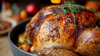 Close-up of baked turkey.
