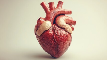 A realistic anatomical heart model showcasing detailed structures and textures.