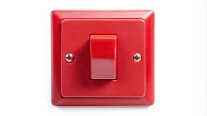 Red power switch isolated on white background, with clipping path.
