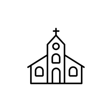 recommend clip art: Church icon Thin line art isolated