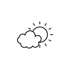Cloud sun icon Thin line art isolated