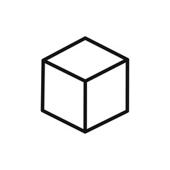 Cube icon Thin line art isolated