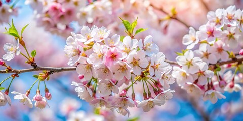 Obraz premium Spring bouquet of cherry tree branches with cherry blossoms in forced perspective