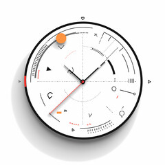 Modern abstract clock with geometric design on white background