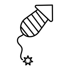 Fireworks rocket sign Thin line art isolated