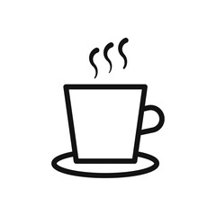 Hot coffee cup icon Thin line art isolated