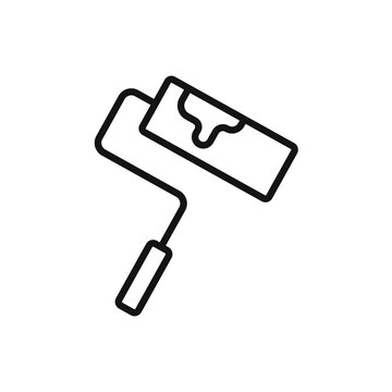 recommend clip art: Paint roller icon Thin line art isolated
