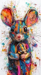 Fototapeta premium A Mouse with a Baby in Its Arms
