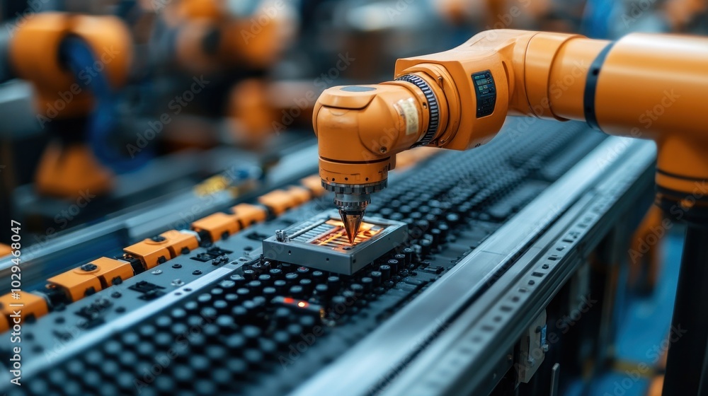 Poster team of workers assembling complex machinery in a factory, illustrating teamwork and precision in in