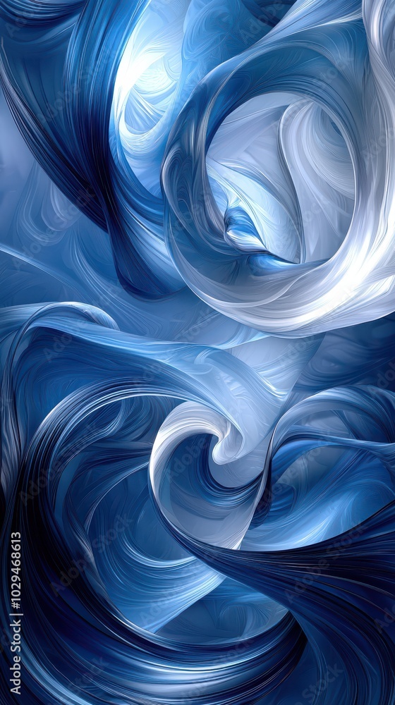 Poster abstract background with swirling blue and white patterns creating a dynamic and mesmerizing visual 