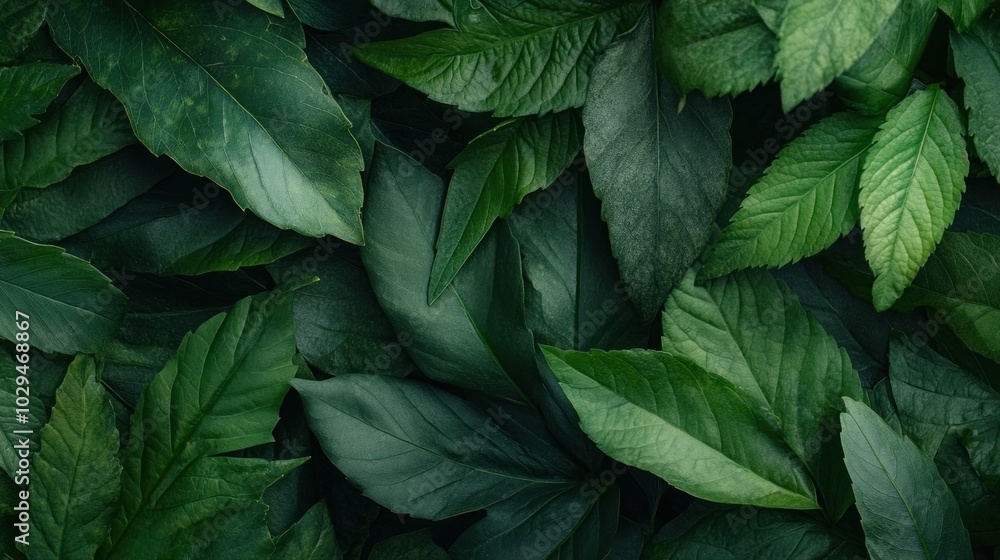 Aufkleber this setting features an array of green leaves in various shades, overlapping beautifully to create 